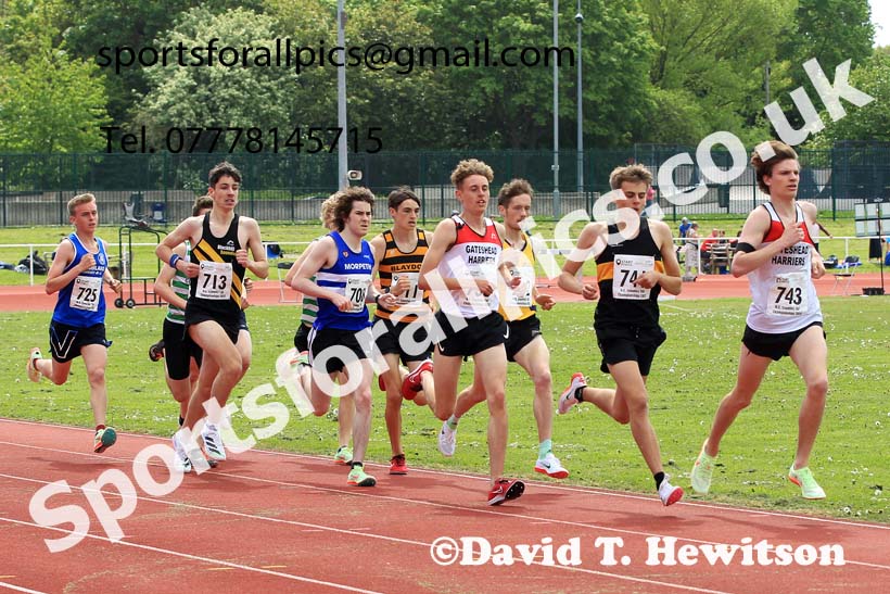 Men and Boys 1500 metres, 2022 North Eastern Track and Field Champs., Middlesbrough. David T. Hewitson/Sports for All Pics